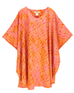 Coral HIPPIE Batik Kaftan Plus Size Tunic Blouse Short Sleeve Top 3X 4XS40014347_0_image_IJUST_WORKING