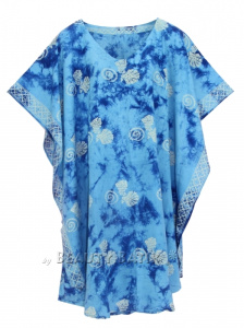 Blue HIPPIE Batik Kaftan Plus Size Tunic Blouse Short Sleeve Top 3X 4XS40014351-MU_0_image_IJUST_WORKING