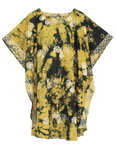 Mustard HIPPIE Batik Kaftan Plus Size Tunic Blouse Short Sleeve Top 3X 4XS40014353_0_image_IJUST_WORKING