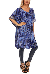 Blue HIPPIE Batik Kaftan Plus Size Tunic Blouse Short Sleeve Top 3X 4XS40014358_0_image_IJUST_WORKING