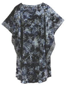 Dark blue HIPPIE Batik Kaftan Plus Size Tunic Blouse Short Sleeve Top 3X 4XS40014360_0_image_IJUST_WORKING