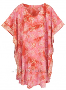 Coral HIPPIE Batik Kaftan Plus Size Tunic Blouse Short Sleeve Top 3X 4XS40014362-MU_0_image_IJUST_WORKING