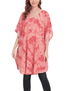 Coral HIPPIE Batik Kaftan Plus Size Tunic Blouse Short Sleeve Top 3X 4XS40014365-MU_0_image_IJUST_WORKING