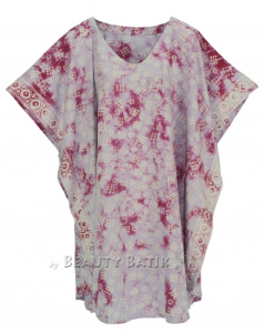 Mauve HIPPIE Batik Kaftan Plus Size Tunic Blouse Short Sleeve Top 3X 4XS40014367-MU_0_image_IJUST_WORKING