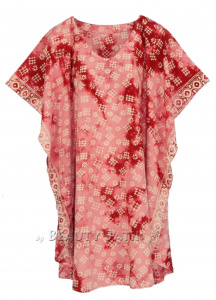 Rose red HIPPIE Batik Kaftan Plus Size Tunic Blouse Short Sleeve Top 3X 4XS40014368-MU_0_image_IJUST_WORKING