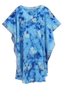 Blue HIPPIE Batik Kaftan Plus Size Tunic Blouse Short Sleeve Top XL 1X 2XS40014371_0_image_IJUST_WORKING