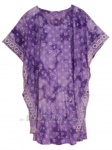 Purple HIPPIE Batik Kaftan Plus Size Tunic Blouse Short Sleeve Top XL 1X 2XS40014384_0_image_IJUST_WORKING