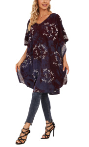 Red violet HIPPIE Batik Kaftan Plus Size Tunic Blouse Short Sleeve Top 3X 4XS40014402-MU_0_image_IJUST_WORKING