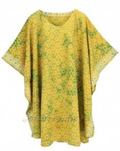 Banana yellow HIPPIE Batik Kaftan Plus Size Tunic Blouse Short Sleeve Top 3X 4XS40014404-MU_0_image_IJUST_WORKING