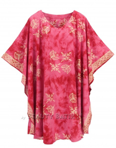 Fuchsia HIPPIE Batik Kaftan Plus Size Tunic Blouse Short Sleeve Top 3X 4XS40014405_0_image_IJUST_WORKING