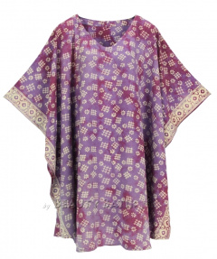 Purple HIPPIE Batik Kaftan Plus Size Tunic Blouse Short Sleeve Top 3X 4XS40014409-MU_0_image_IJUST_WORKING