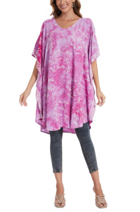 Orchid purple HIPPIE Batik Kaftan Plus Size Tunic Blouse Short Sleeve Top 3X 4XS40014508-MU_0_image_IJUST_WORKING