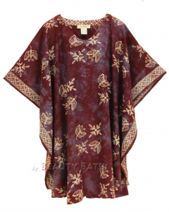 Wine HIPPIE Batik Kaftan Plus Size Tunic Blouse Short Sleeve Top XL 1X 2XS40014515_0_image_IJUST_WORKING