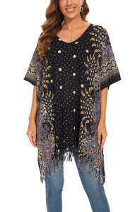 Black Plus Size Tunic Tops Flora Short Sleeve V neck Shirt 3X 4XS40014587_0_image_IJUST_WORKING