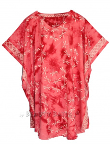 Hot coral HIPPIE Batik Kaftan Plus Size Tunic Blouse Short Sleeve Top 3X 4XS40014619-MU_0_image_IJUST_WORKING