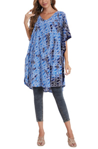 Blue HIPPIE Batik Kaftan Plus Size Tunic Blouse Short Sleeve Top 3X 4XS40014636-MU_0_image_IJUST_WORKING