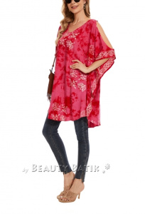 Fuchsia Plus Size Batik Cold Shoulder Tunic Blouse Kaftan Top 3X 4X 24use Kaftan Top 3X 4XS40014644-MU_0_image_IJUST_WORKING