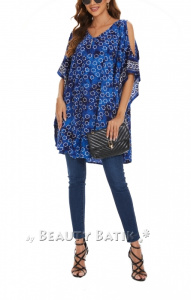 Dark blue Plus Size Batik Cold Shoulder Tunic Blouse Kaftan Top 3X 4X 24use Kaftan Top 3X 4XS40014645-MU_0_image_IJUST_WORKING