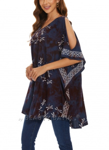 Wine Plus Size Batik Cold Shoulder Tunic Blouse Kaftan Top 3X 4X 24use Kaftan Top 3X 4XS40014646-MU_0_image_IJUST_WORKING