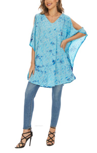 Turquoise Plus Size Batik Cold Shoulder Tunic Blouse Kaftan Top 3X 4X 24use Kaftan Top 3X 4XS40014653_0_image_IJUST_WORKING