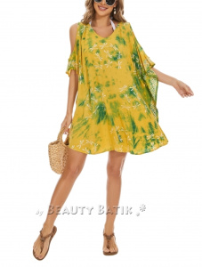 Banana yellow Plus Size Batik Cold Shoulder Tunic Blouse Kaftan Top XL 1X 2XS40014662_0_image_IJUST_WORKING