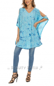 Turquoise Plus Size Batik Cold Shoulder Tunic Blouse Kaftan Top XL 1X 2XS40014668_0_image_IJUST_WORKING