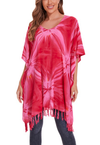 Fuchsia HIPPIE Tie Dye Plus Size Tunic Blouse Kaftan Top 3X 4XS40014803-MU_0_image_IJUST_WORKING