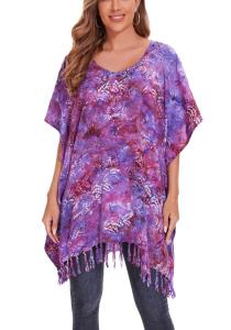 Orchid purple Batik Caftan Hippie Tunic Top Blouse Plus Size 3X 4XS40014814-MU_0_image_IJUST_WORKING