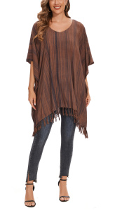 Brown Stripe Caftan Tunic Top Blouse Plus Size 3X 4XS40014862_0_image_IJUST_WORKING