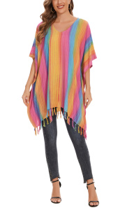 Multicoloured Stripe Caftan Tunic Top Blouse Plus Size 3X 4XS40014864-MU_0_image_IJUST_WORKING