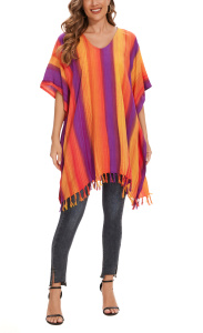 Multicoloured Stripe Caftan Tunic Top Blouse Plus Size 3X 4XS40014865-MU_0_image_IJUST_WORKING