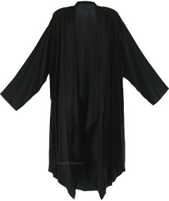 Black Long Sleeve Plus Size Cardigan Cover up Duster Jacket 1X 2X