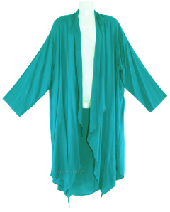 Turquoise Lagenlook Duster Plus Size Long Coverup Jacket 1X 2X