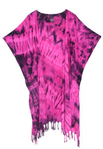 Fuchsia HIPPIE Gypsy Tie Dye Kimono Cardigan Shawl Wrap Swimsuit Cover Up Jacket One Size