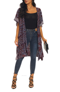 Wine HIPPIE Gypsy Hand Batik Kimono Cardigan Shawl Wrap Swimsuit Cover Up Jacket One Size