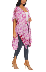 Orchid purple HIPPIE Gypsy Hand Batik Kimono Cardigan Shawl Wrap Swimsuit Cover Up Jacket One Size