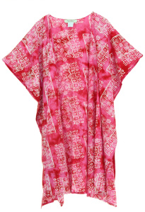 Fuchsia HIPPIE Gypsy Hand Batik Kimono Cardigan Shawl Wrap Swimsuit Cover Up Jacket One Size