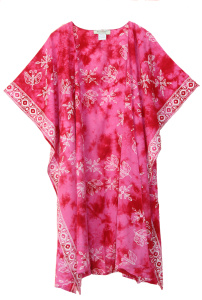 Fuchsia HIPPIE Gypsy Hand Batik Kimono Cardigan Shawl Wrap Swimsuit Cover Up Jacket One Size