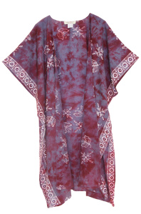 Wine HIPPIE Gypsy Hand Batik Kimono Cardigan Shawl Wrap Swimsuit Cover Up Jacket One Size