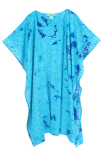 Turquoise HIPPIE Gypsy Hand Batik Kimono Cardigan Shawl Wrap Swimsuit Cover Up Jacket One Size