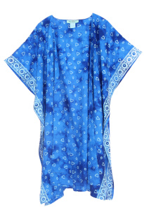 Blue HIPPIE Gypsy Hand Batik Kimono Cardigan Shawl Wrap Swimsuit Cover Up Jacket One Size