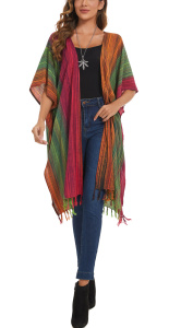 Multicoloured HIPPIE Gypsy Stripe Kimono Cardigan Shawl Wrap Swimsuit Cover Up Jacket One SizeS50014766_0_image_IJUST_WORKING