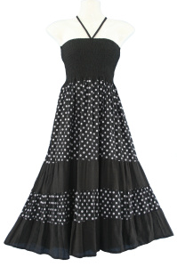 Ladies  Polka Dot Neckholder Sommerkleid Rock S M