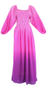 Ladies Long Sleeves Polka Dot Modern Muslimah Maxi Dress XS S