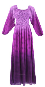 Ladies Long Sleeves Polka Dot Modern Muslimah Maxi Dress XS S