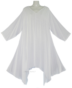 WHITE Lagenlook Plus Size Tunic Top Dress 0X 1X