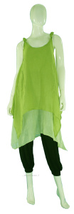 GREEN Lagenlook Cotton Tunic Top S US