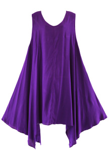 PURPLE Sleeveless Lagenlook Plus Size Tunic Top Dress 0X 1X