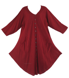 MAROON Long Sleeve Lagenlook Plus Size Vest Tunic Top 0X 1X