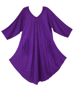 Purple Long Sleeve Lagenlook Plus Size Vest Tunic Top 0X 1X